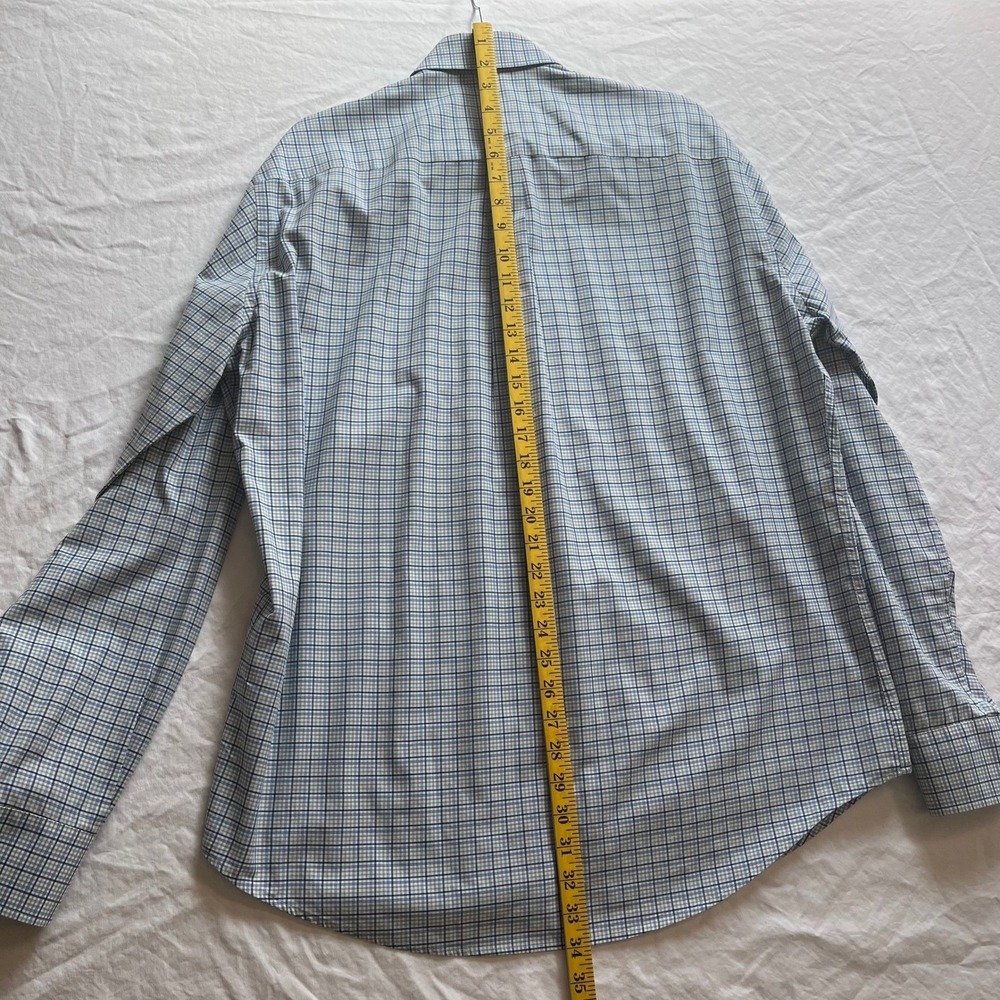 Peter Millar Mens Blue Check Stretch Cotton Button Down Shirt Large MF19W26NBL - Picture 6 of 10
